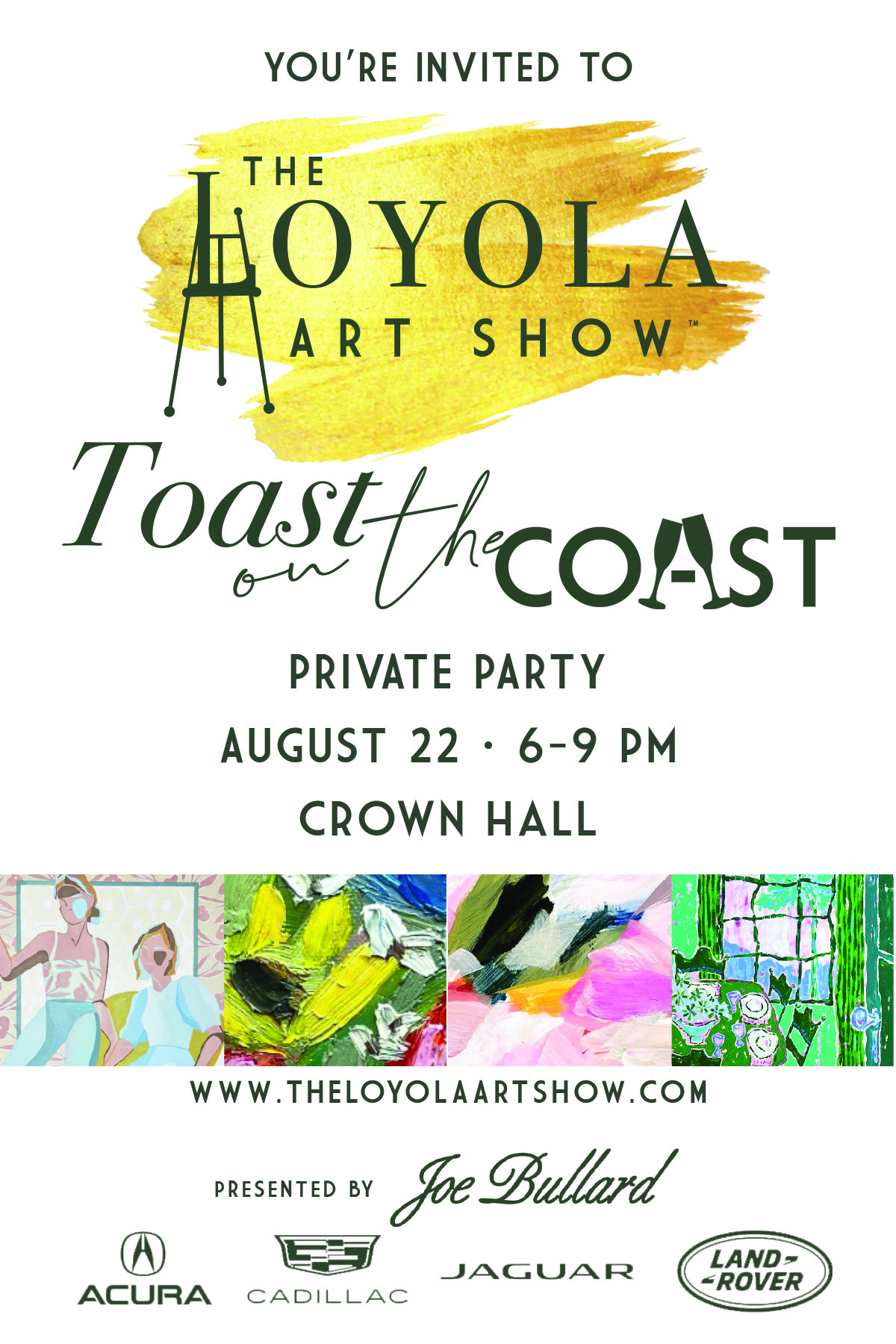 toast on the coast invitation the loyola art show at crown hall august 22